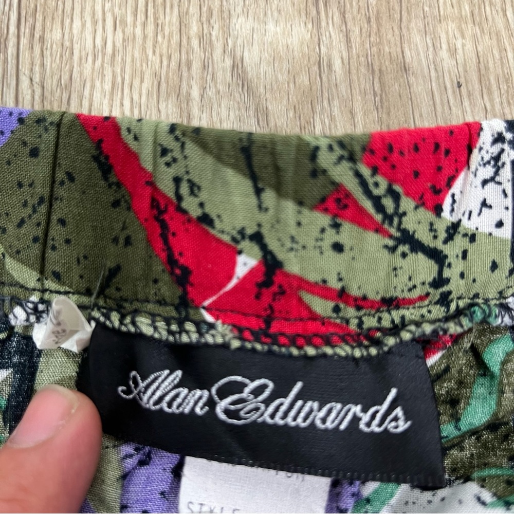 Alan Edwards Multicolored Midi Skirt Elastic Waist Side pockets Rayon 27 Waist - Picture 7 of 8